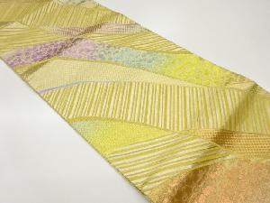 曲線に桜・斜線模様織出し袋帯